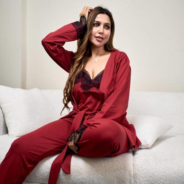 Velvet rose 3 pieces pyjama