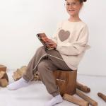 ✨ Girls' Milton Fabric Tracksuit with Chest Print ✨