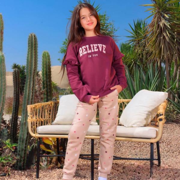 ✨ Girls' Tracksuit – Milton Fabric & Chest Print ✨