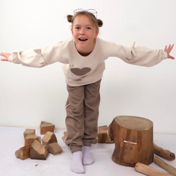 ✨ Girls' Milton Fabric Tracksuit with Chest Print ✨