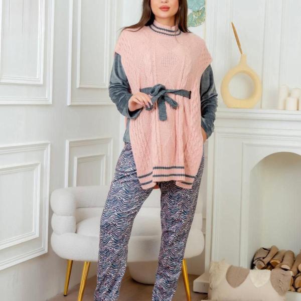 Grey & rose 3 pieces pyjama